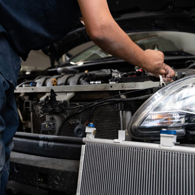 Cooling fan and condenser inspection for car AC warm air issue