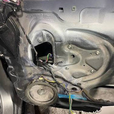 Do Your Power Windows Only Work Sometimes - Wiring exposed with door panel off