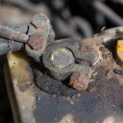 Signs of Corroded or Damaged Car Wiring - Battery terminal corrosion